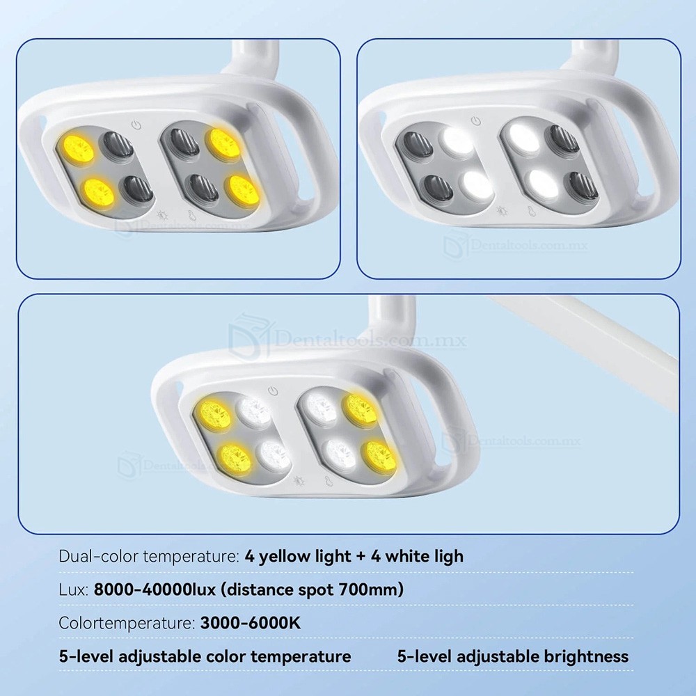 L&aacute;mpara dental de 10W y 8 LEDs con sensor infrarrojo y luz bicolor ajustable